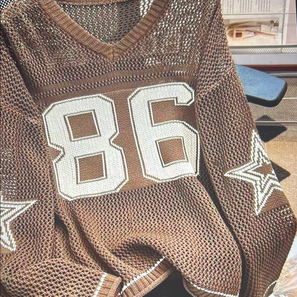 076. Brown Mesh Knit Sweater